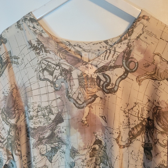 Melissa McCarthy Celestial Astrology Zodiac Print Silky Blouse - Picture 2 of 15